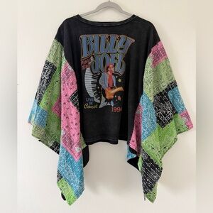 Blue Velvet Billy Joel Mineral Wash Bandana Graphic Oversized poncho size s/m